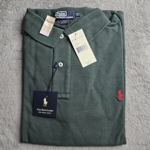NWT Polo Ralph Lauren Mesh Polo Shirt Mens Large Tall Green S/S Pique Red Pony